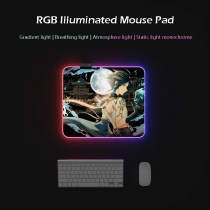 Eco-friendly 35x30cm Genshin Impact Luminous RGB LED Mouse Pad 4mm Thickness for Gaming Keyboard USB Anti-slip Rubber Base Desk Mat